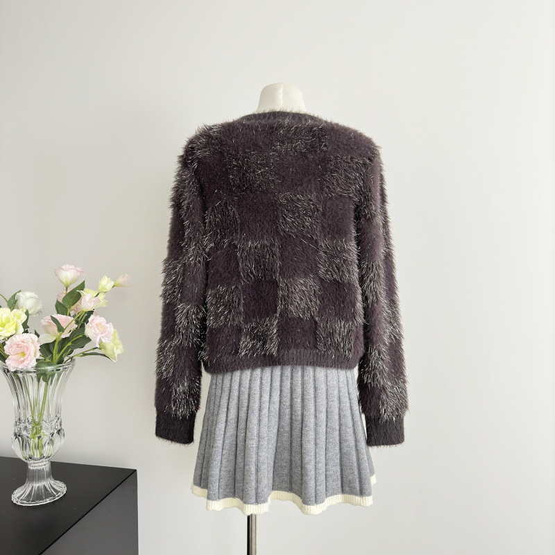 Imitation of mink hair sweater cardigan for women