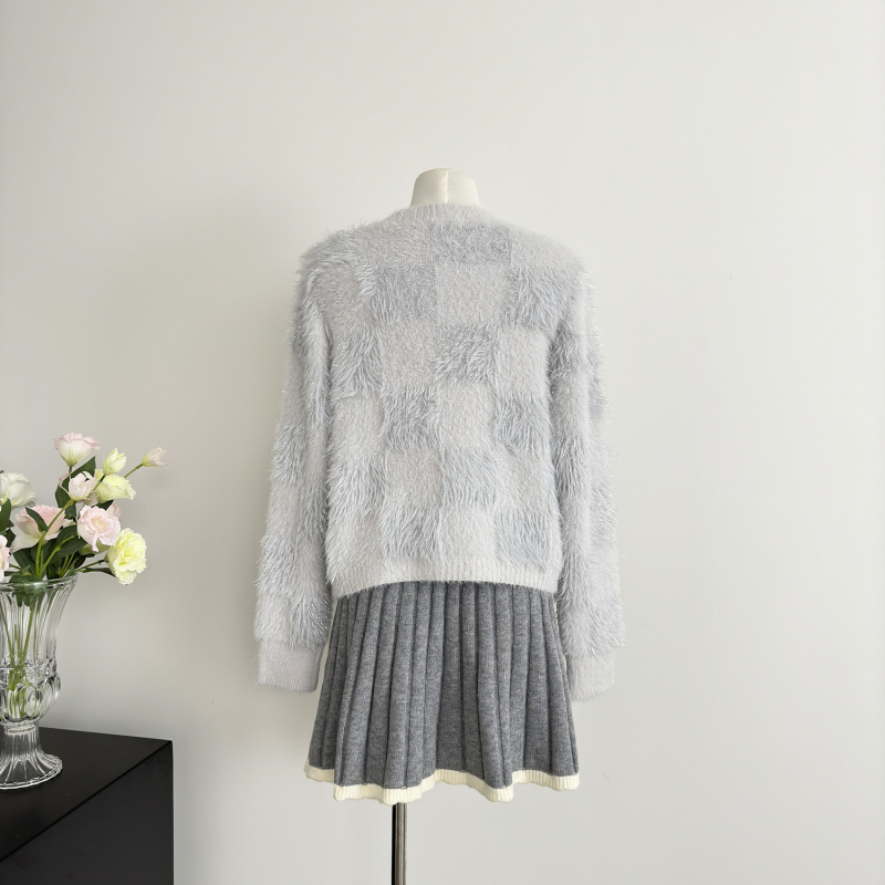 Imitation of mink hair sweater cardigan for women