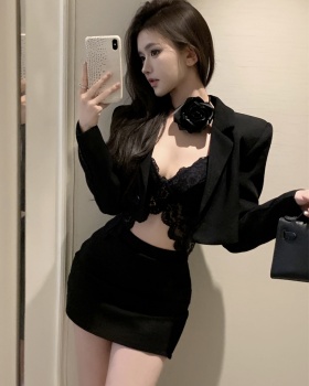 Lace short skirt enticement coat 4pcs set for women