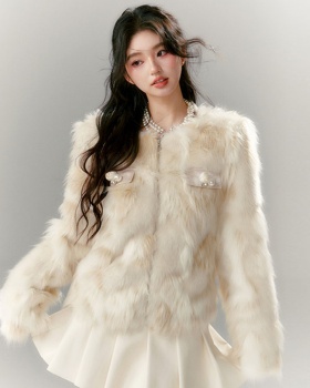 Elmo ladies fur coat short winter coat for women