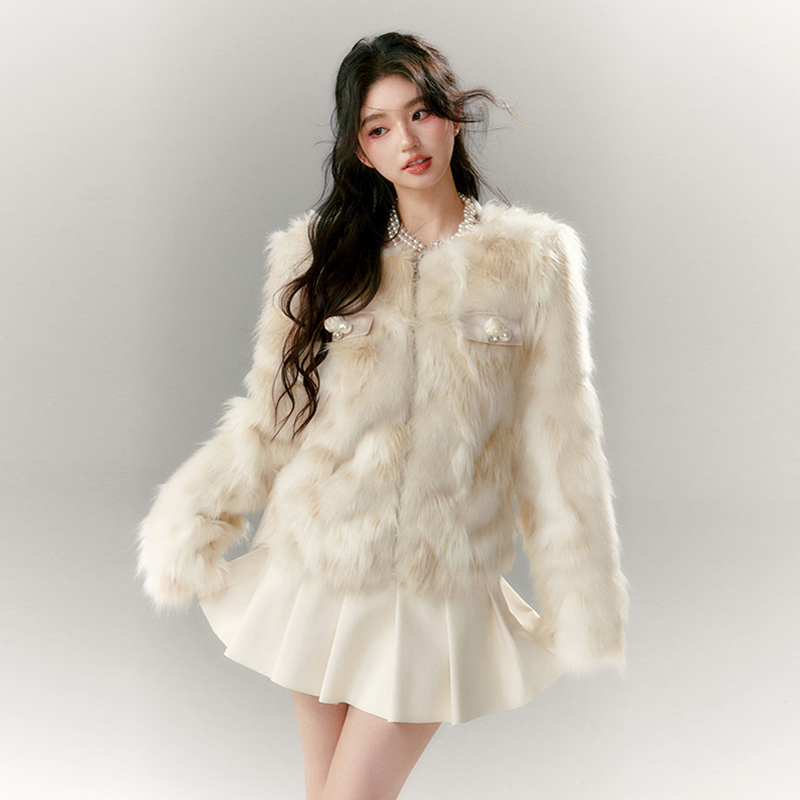 Elmo ladies fur coat short winter coat for women