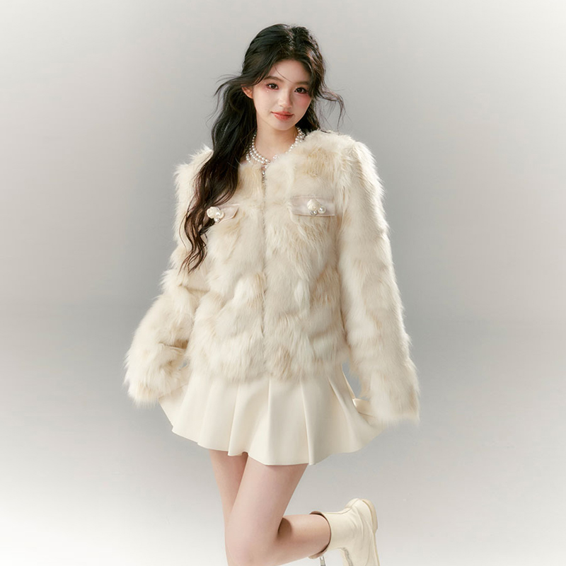 Elmo ladies fur coat short winter coat for women