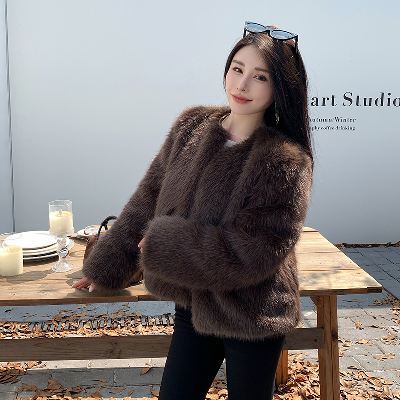 Elmo fox fur coat winter slim fur coat