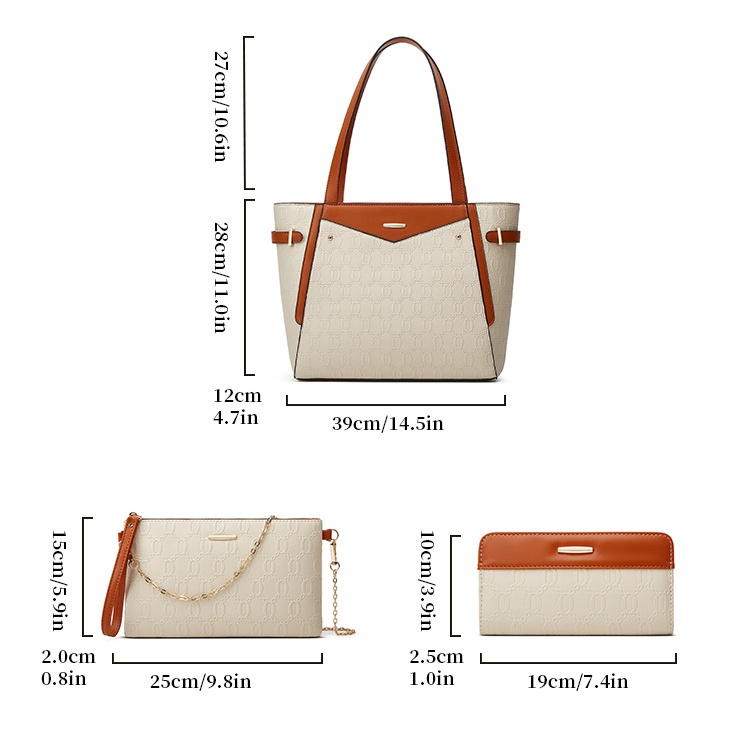 Simple fashion retro autumn handbag 3pcs set for women