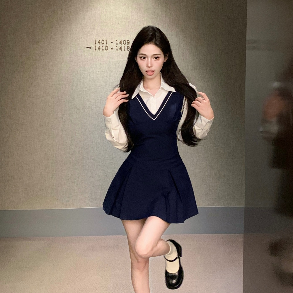 Enticement splice temperament V-neck dress for women