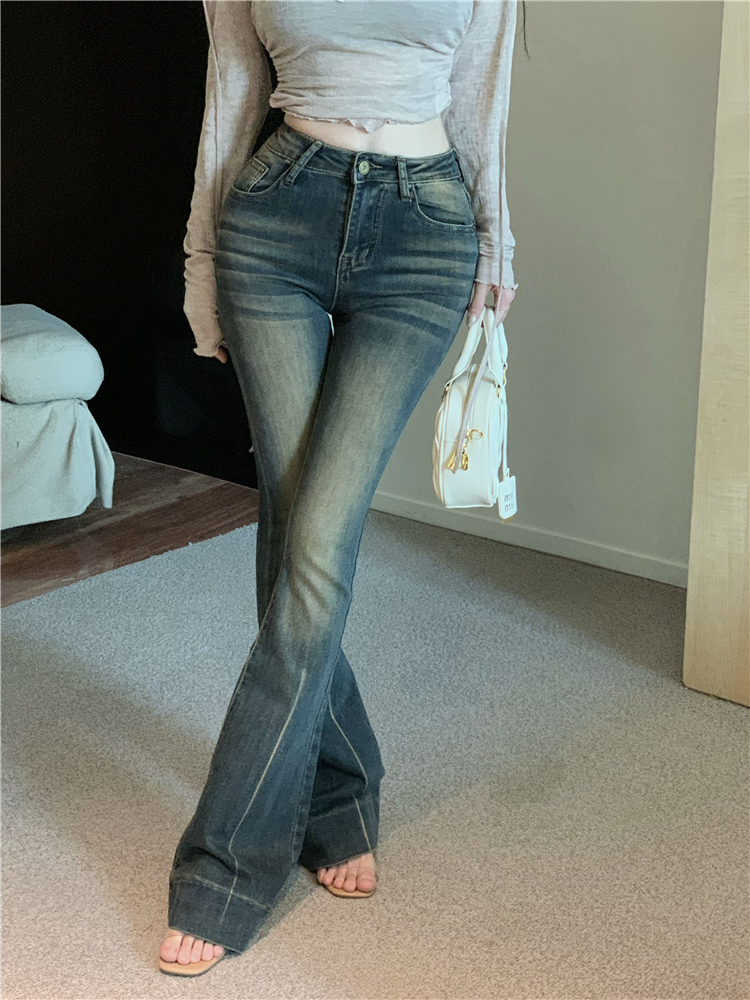 Loose mopping long pants retro jeans for women