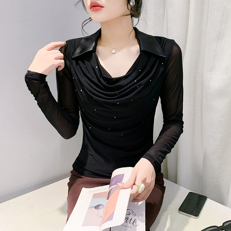 Slim tops autumn and winter small shirt for women