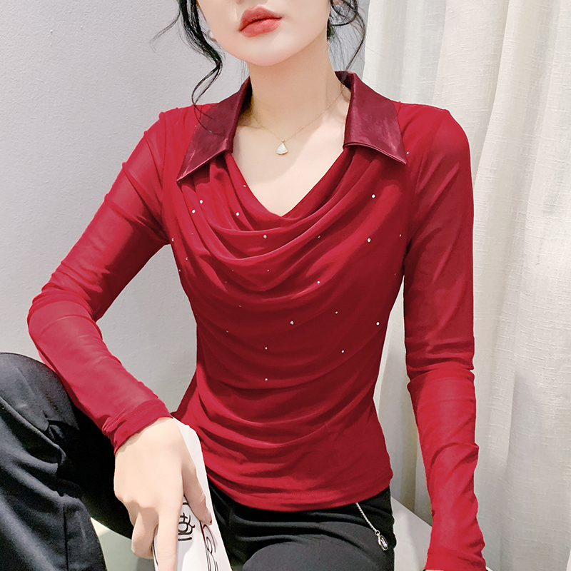 Slim tops autumn and winter small shirt for women