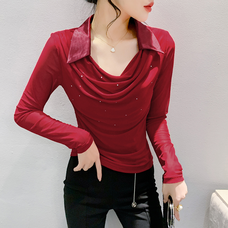 Slim tops autumn and winter small shirt for women