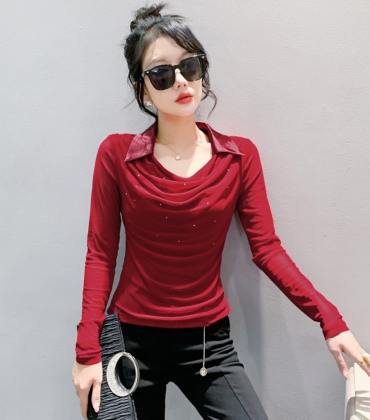 Slim tops autumn and winter small shirt for women