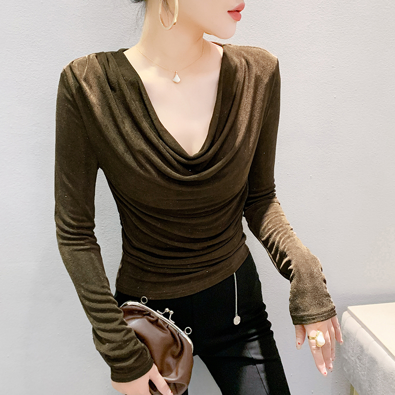 Slim fashion bottoming tops Western style autumn T-shirt for women