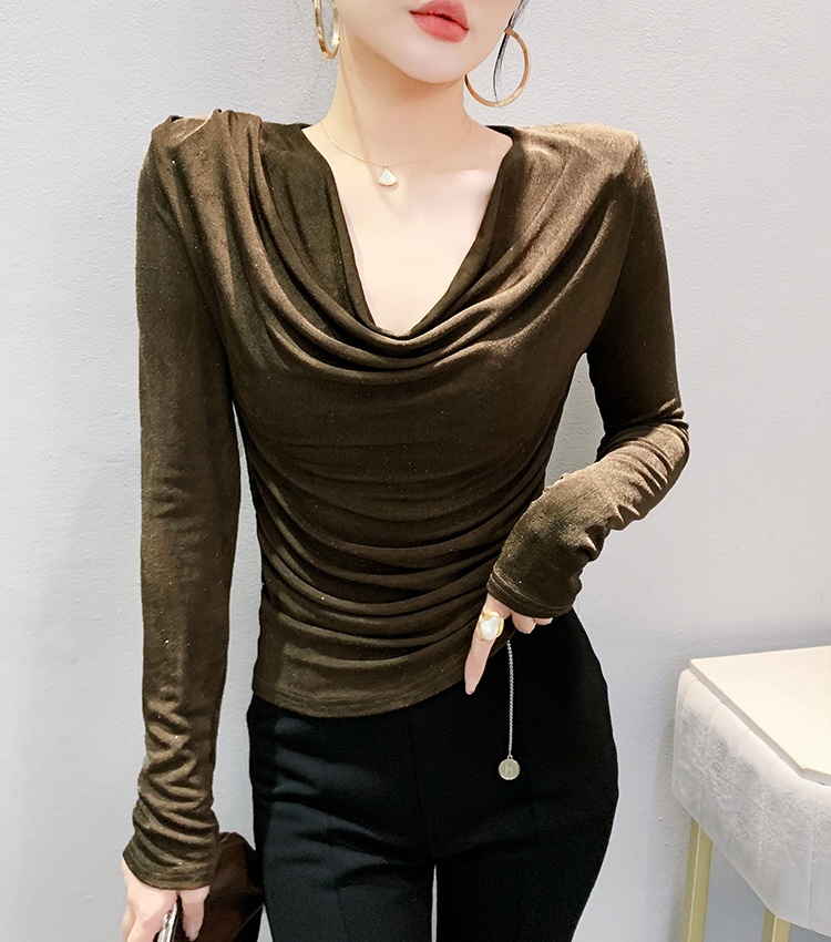 Slim fashion bottoming tops Western style autumn T-shirt for women