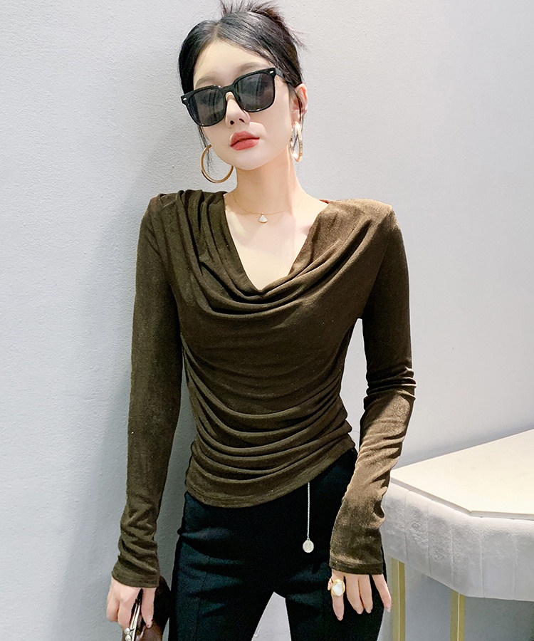 Slim fashion bottoming tops Western style autumn T-shirt for women