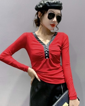 Bottoming single-breasted T-shirt long sleeve tops for women