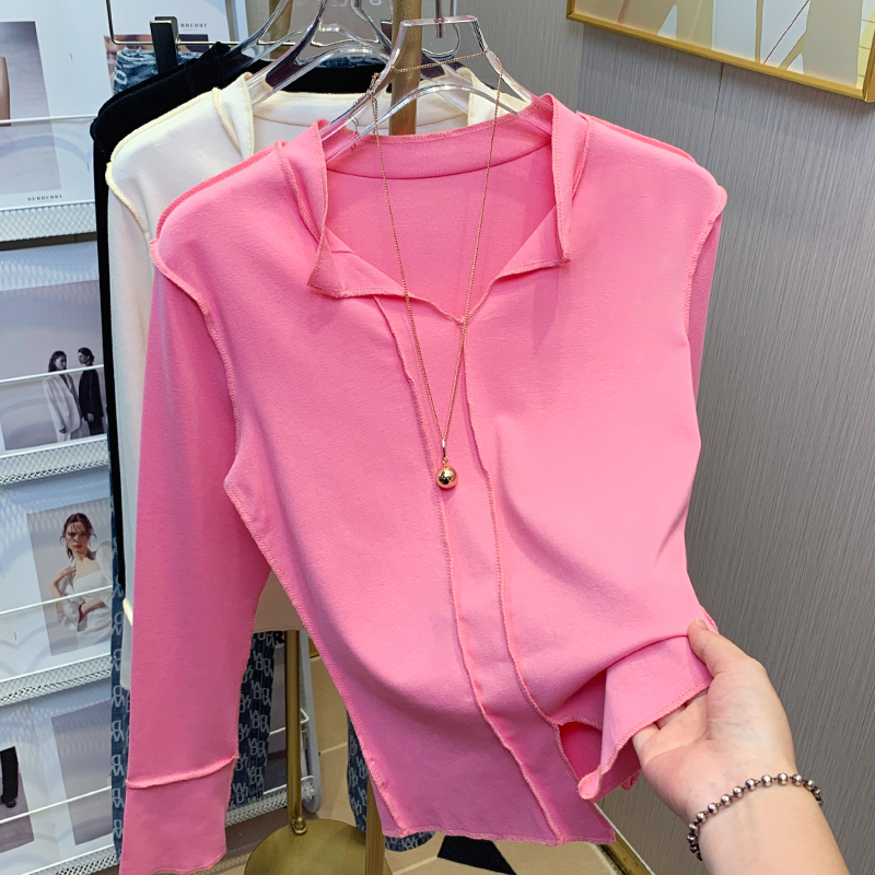 Irregular bottoming shirt small shirt for women