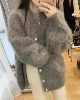 Long hair cardigan Korean style coat for women