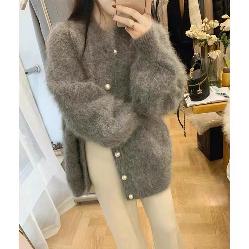 Long hair cardigan Korean style coat for women