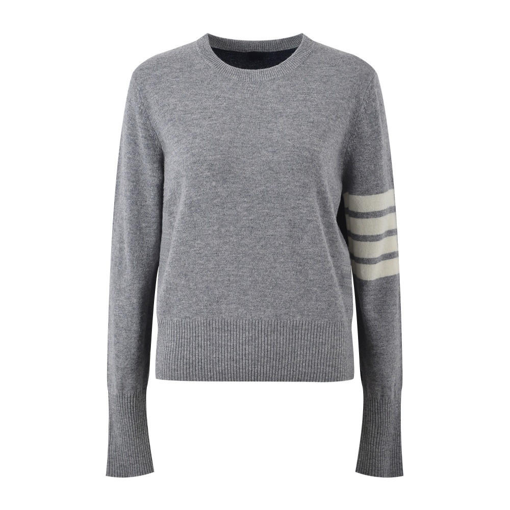 Slim all-match autumn round neck tops wool pullover gray sweater