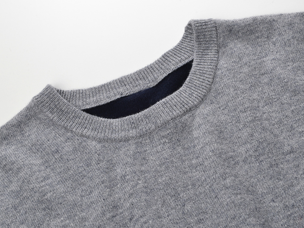 Slim all-match autumn round neck tops wool pullover gray sweater