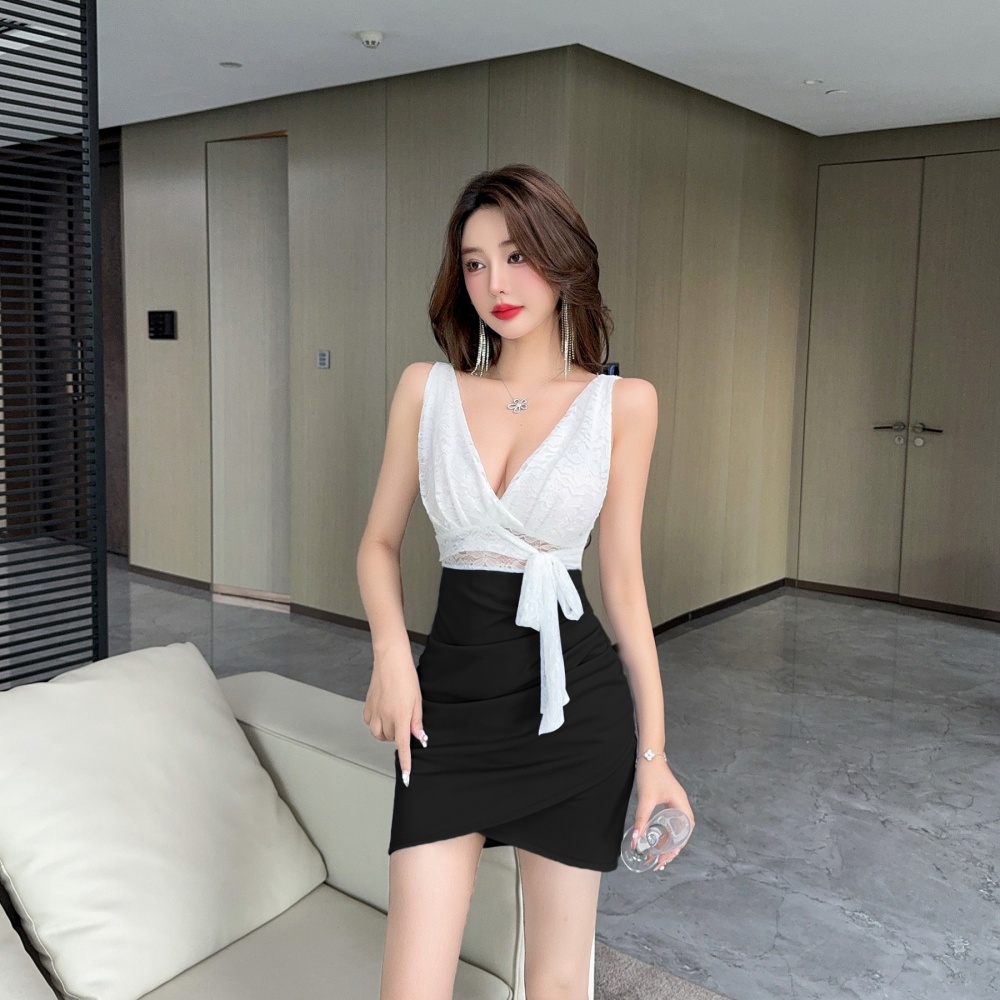 Night show sling nightclub halter slim dress for women