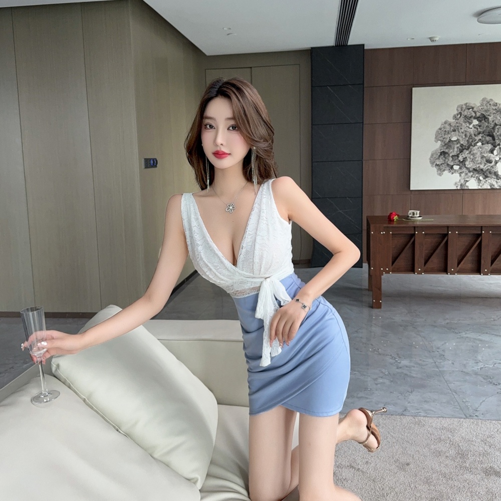 Night show sling nightclub halter slim dress for women