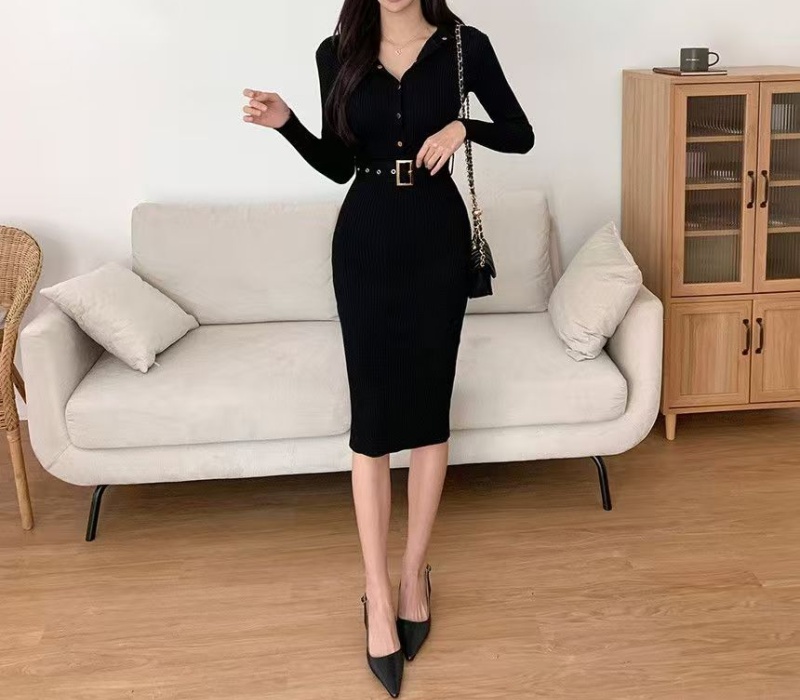 Frenum knitted Korean style dress for women