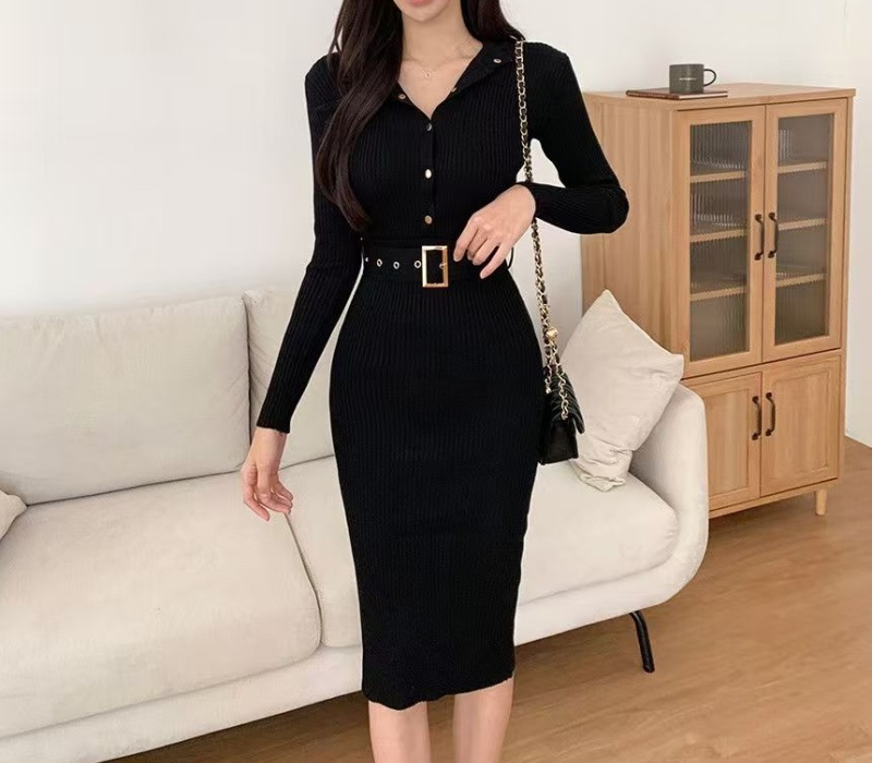 Frenum knitted Korean style dress for women