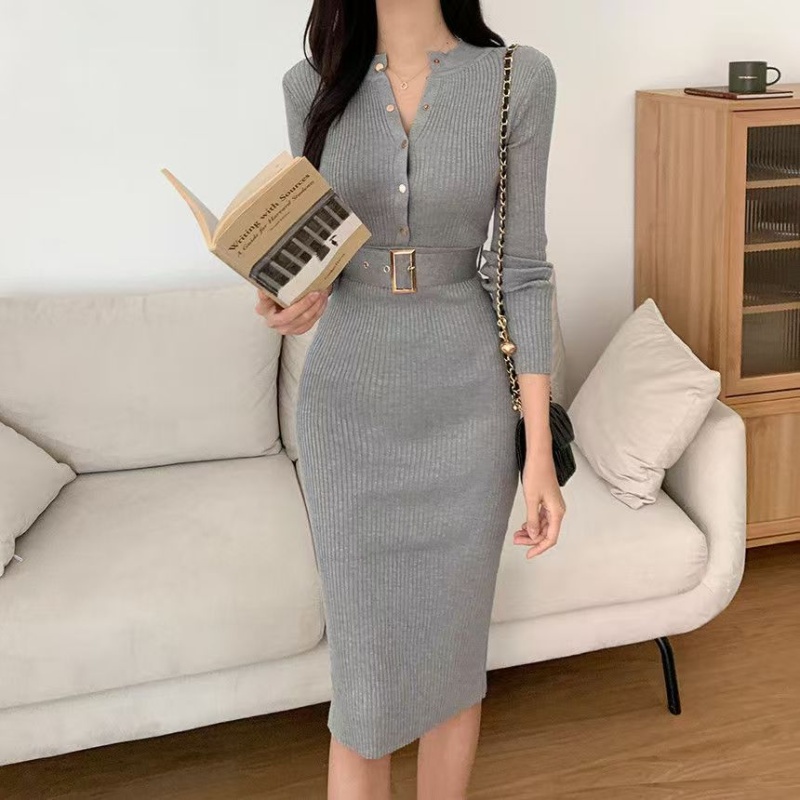 Frenum knitted Korean style dress for women