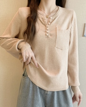 V-neck autumn and winter sweater irregular tops