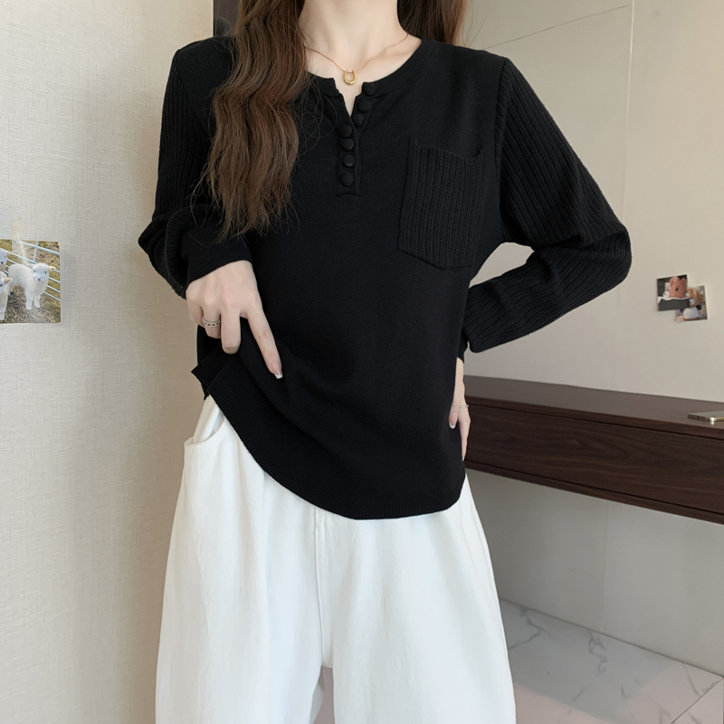 V-neck autumn and winter sweater irregular tops