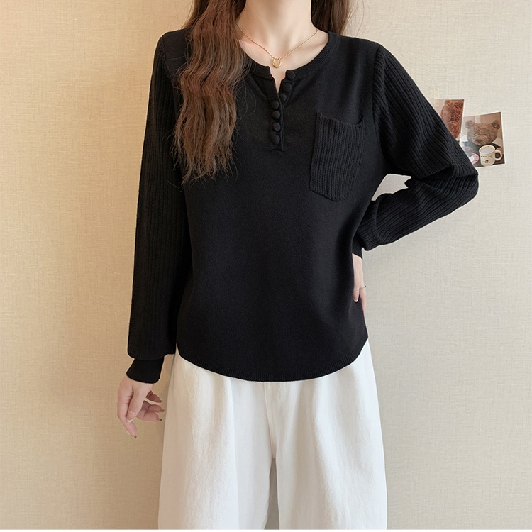 V-neck autumn and winter sweater irregular tops