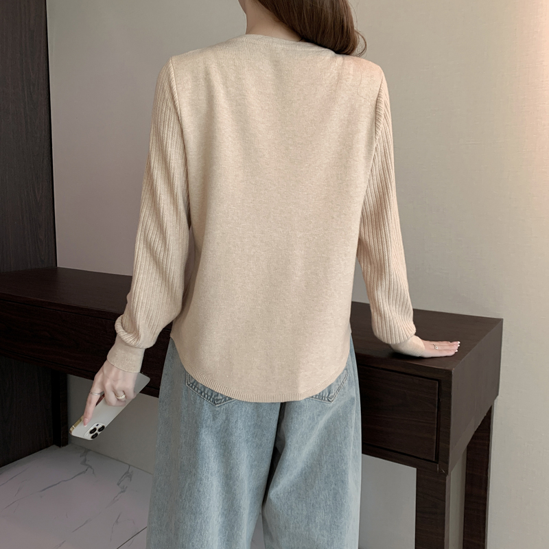 V-neck autumn and winter sweater irregular tops