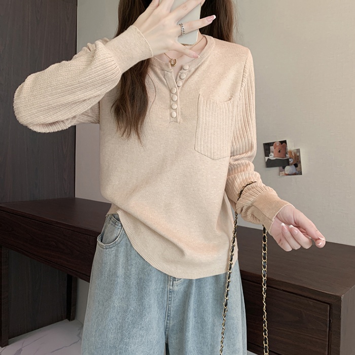 V-neck autumn and winter sweater irregular tops