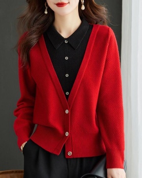 Large yard autumn and winter tops red sweater for women