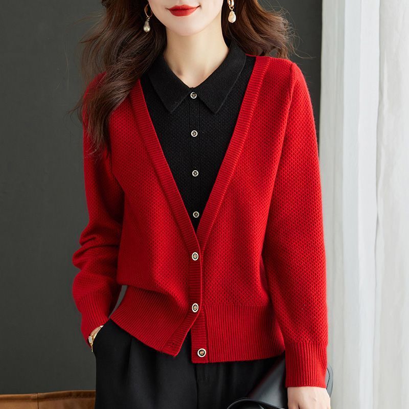 Large yard autumn and winter tops red sweater for women