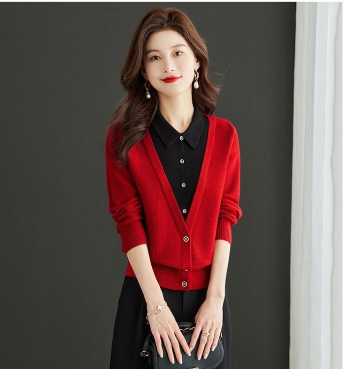 Large yard autumn and winter tops red sweater for women