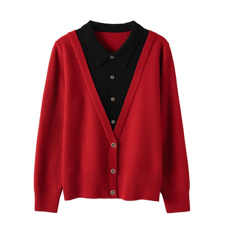 Large yard autumn and winter tops red sweater for women