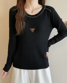 Round neck beading autumn and winter pullover sweater