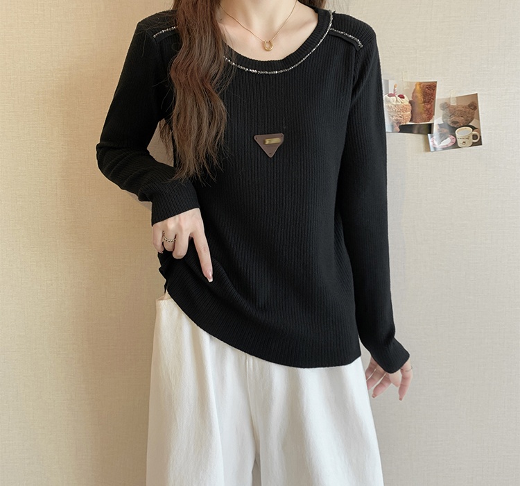 Round neck beading autumn and winter pullover sweater