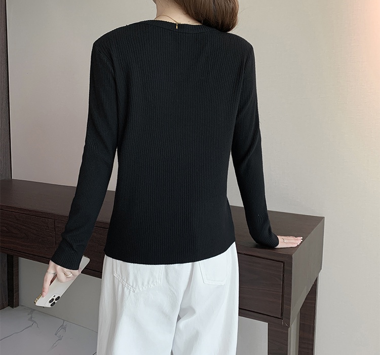 Round neck beading autumn and winter pullover sweater