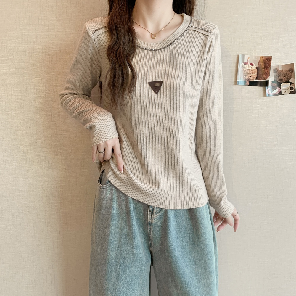 Round neck beading autumn and winter pullover sweater