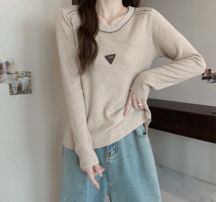 Round neck beading autumn and winter pullover sweater