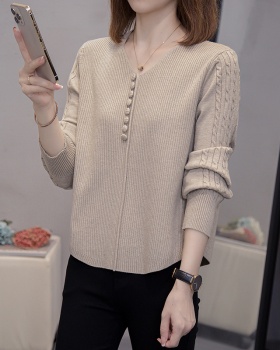 Western style loose sweater knitted V-neck tops