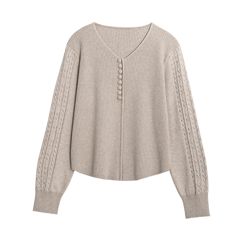 Western style loose sweater knitted V-neck tops