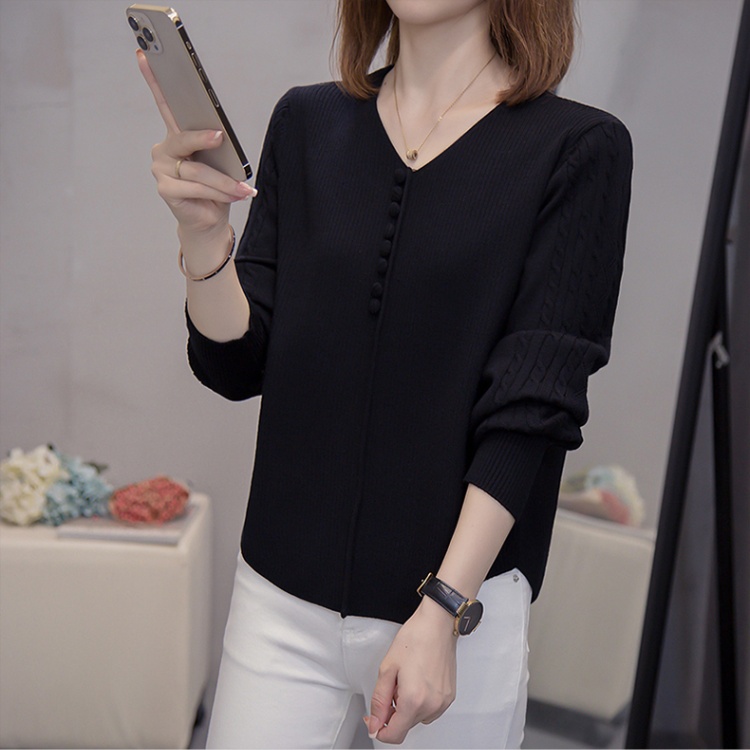 Western style loose sweater knitted V-neck tops