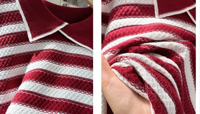 Stripe lapel tops autumn and winter bottoming sweater