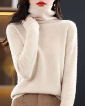 High collar wool shirts bottoming loose sweater