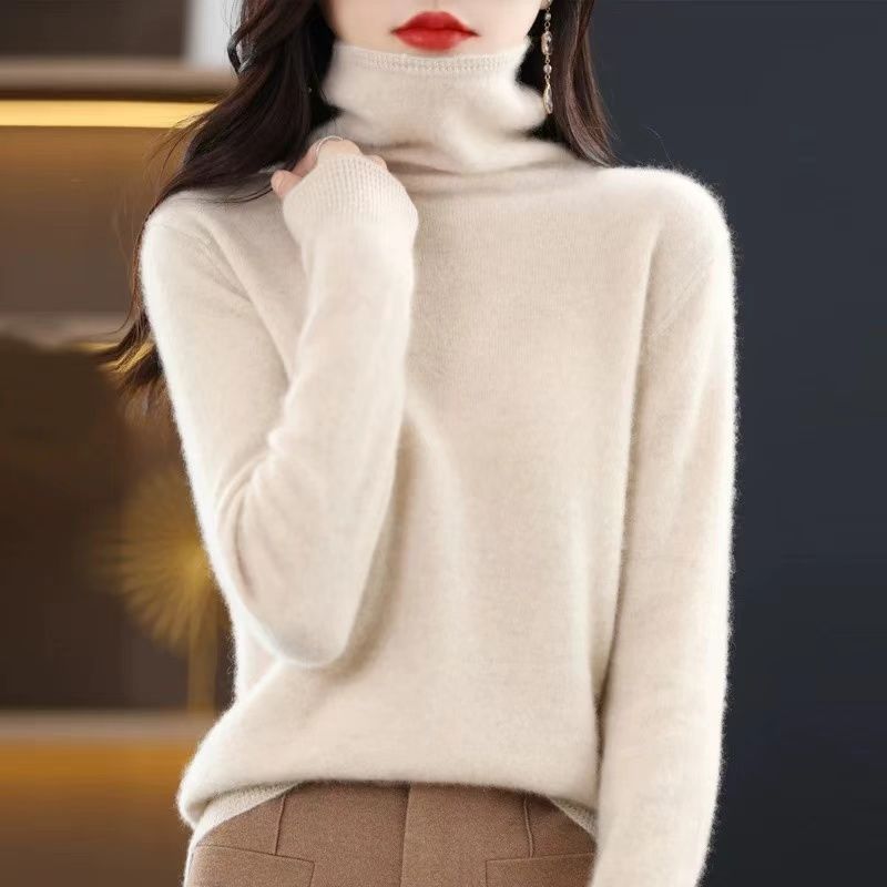 High collar wool shirts bottoming loose sweater