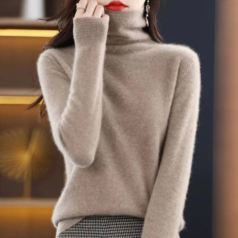 High collar wool shirts bottoming loose sweater