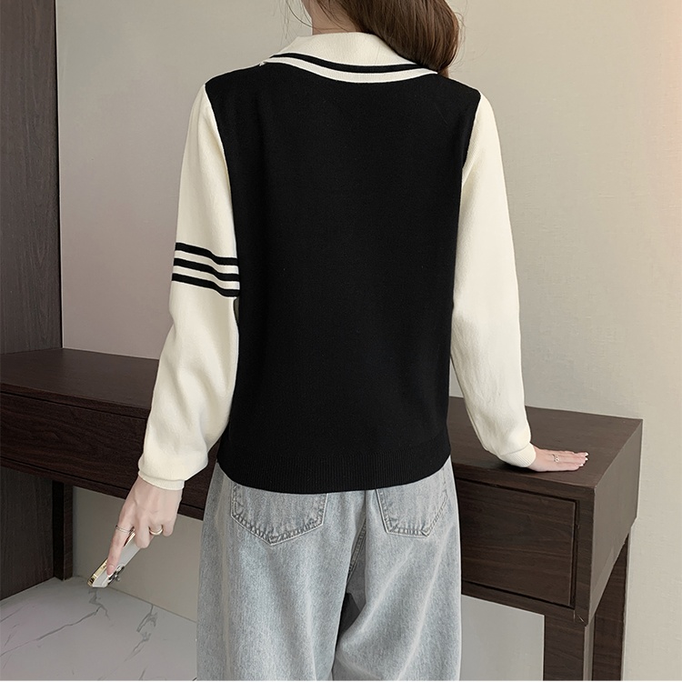 Pseudo-two chanelstyle autumn and winter knitted bow sweater